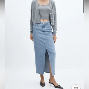 Mango Denim Midi Skirt NWOT